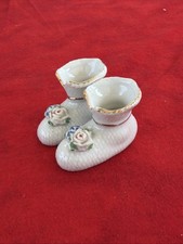 VINTAGE PORCELAIN BABY BOOTIES VASE FIGURINE OCCUPIED JAPAN (T78) picture
