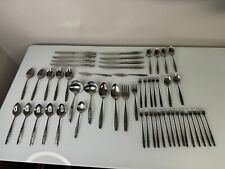 Oneida Distinction Stainless Flatware Silver Ware 53 Piece Lot Vintage Floral picture