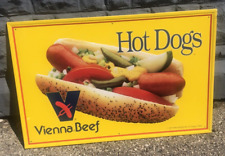 NOS Vienna Vintage Sausage Metal Tin Sign 23x35 Advertising Chicago Beef Hot Dog picture