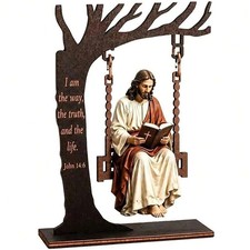 Christian Jesus Swing Ornament John 14:6 Bible Verse Faith Home Desk Decor picture