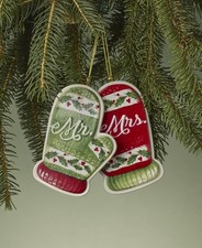 LENOX MR. & MRS. MITTEN Ornaments, Set of 2, new in gift box with $60 price tag picture