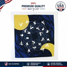 Elegant 19x19 Navy Blue Furoshiki Wrapping Cloth - Moon Dancing Rabbit Design picture
