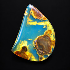 Handmade blue yellow polished Dominican amber 1.3g picture