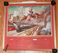 Vintage 1943 Pennsylvania Railroad Wall Calendar Serving the Nation WWII Dean picture