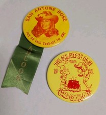 1980 Vintage San Antone Texas Rose Chili Cook off 1st/2nd Annual Pinbacks AMC picture