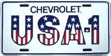 104 Chevrolet USA-1 Embossed Metal auto tag 6 x 12 picture