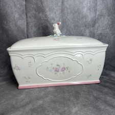Vintage Pfaltzgraff Tea Rose Large Bread Keeper Box Rabbit Bunny Ceramic picture