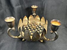 VTG Silver Plated Lotus Flower Candle Holder with Flower Frog Center Made Italy picture
