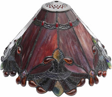 S10021 Tiffany Style Stained Glass Baroque Lampshade (13-Inch Wide Red) picture