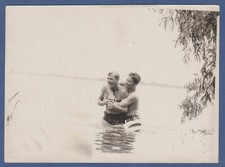 Handsome Guys Hugging, Naked Torso Attractive Young Men Male, Vintage Photo USSR picture