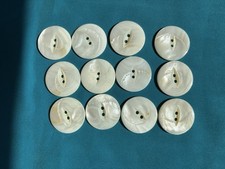vintage  MOP 12  (pearl) buttons White Two Hole 7/8 Inch Diameter picture