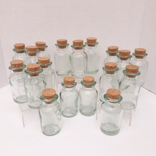 Vtg Thick Green Glass 18 Ct Spice Apothecary Jar Corked 2 Oz Hand Made Spain picture
