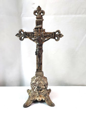 Antique JB 818 Standing Table Crucifix Christian Cross Fleure-de-Lis picture