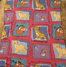 VTG 90s Disney The Lion King Flat Sheet Zazu Timon Nala Nostalgia Retro 90”x 64” picture