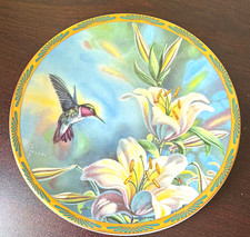 Decorative Round Collector Plate Hummingbird & White Lily picture