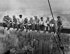 Ironworkers Lunch Atop Skyscraper 1932 Vintage Photo Reprint Wall Art picture