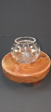 Clear Starburst Cut Glass Open Salt Cellar Dish, Round Glossy Finish picture