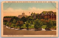 Roanoke Virginia Hotel Norfolk & Western Railway Office Buildings Postcard PC495 picture