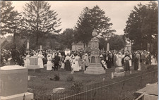Postcard RPPC Several People Gathered at a Funeral or Memorial in Cemetery VTG picture