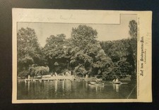 1899 Auf Dem Stadtgarten See Karlsruhe Germany Antique Postcard Lake Scene Boats picture