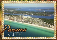 Aerial View of Panama City Florida, Hotels & Beach, Gulf of Mexico FL - Postcard picture
