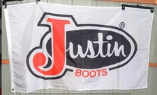 Rare Justin Boots White Banner Flag (61”L x 34”T) Advertisement picture