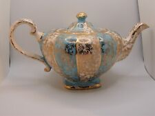 vintage Arthur wood teapot Blue and white with gold rose pattern picture