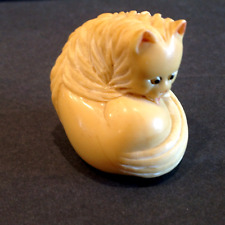 Netsuke Carved Resin Small Cat Figurine picture