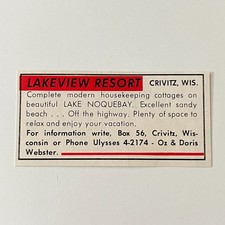 Lakeview Resort Lake Noquebay Oz & Doris Webster Crivitz WI 1963 WI Ad TAK2-S15 picture