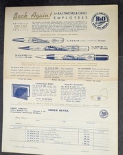 ***RARE VINTAGE BALTIMORE & OHIO RAILROAD EMPLOYEE GIFT OFFER SHEET*** picture