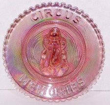 NEW 1983 Plate SUMMIT Art Glass ELEPHANT 3½” Iridescent LAVENDER Circus Memories picture
