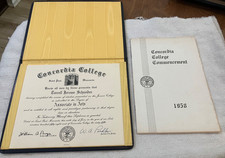 1958 Concordia College Commencement Program & Diploma- St. Paul. Minn. picture