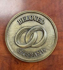 New BATESVILLE Life Stories Beloved Husband Gravestone Magnetic Brass Medallion picture