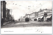 1905 Broad Street Richmond VA RPPC Postcard Sparks & Black Cafe Streetcar picture