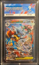 ⭐Ace 9 Mega Lucario ex 179/132 ⭐ Me01 Special Illustration Rare Foil Graded picture