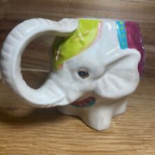 Pier One Circus Elephant 3D Mug Hand Painted Trunk Handle Quirky Kitsch Boho EUC picture