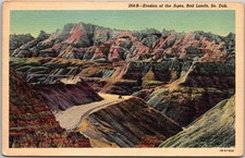 Erosion of the Ages Bad Lands South Dakota Vintage Linen Postcard 264-B B92 picture