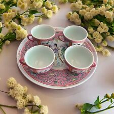 Chinese Famille Rose Teacup And Plate Set Hand Painted Porcelain  picture
