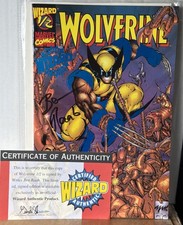 Wizard Wolverine 1/2 signed Ben Raab Blue Foil Exclusive COA Wizard  Foil Stamp picture