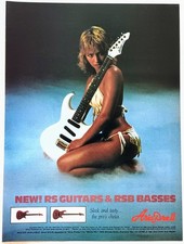 ARIA PRO II RS GUITAR & RSB BASS~SEXY BIKINI GIRL~VTG 1983 PRINT AD POSTER PINUP picture
