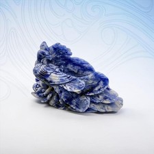 Sodalite Phoenix Carving | 8” Hand-Carved Blue White Crystal Bird Statue picture