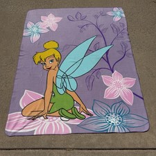 VTG Disney Fairies Tinkerbell Fleece Throw Blanket Purple Y2K 2000s picture