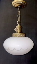 Vintage Mid-century Modern Lotus Scalloped Hanging Pendant Light Fixture picture