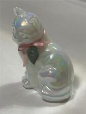 Fenton White Opalescent Cat Kitten Figurine 3.5