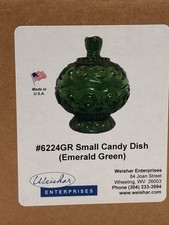 Weishar Moon and Star Emerald Green Small Candy Dish 6224GR Lidded Box NIB picture