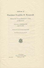 FRANKLIN D. ROOSEVELT - SPEECH UNSIGNED 04/13/1936 picture