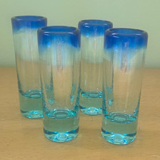 Set of 4 Hand Blown Tequila Shot Glasses, 4 in tall, 1 in wide picture