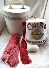 VINTAGE CAIRO 97-ZEPHYRHILLS FLA. FEZ STYLE FELT HAT-RED TASSEL-CARRYING CASE. picture