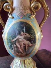 Vintage Late 19thC Sevres Style Gilt Bronze Urn Vase Lamp, 27