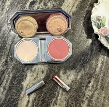 Vtg Art Deco Houbigant Compact Rouge Lipstick Mirror Puff 1930 Vanity Case picture
